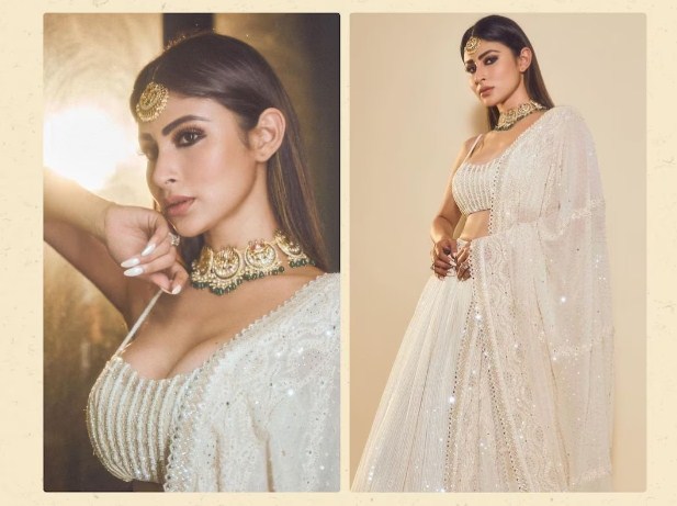 Mouni Roy ने white lehenga choli पहनकर लगाई ऐसी आग, हिल गए फैंस!