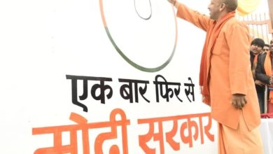 'BJP करेगी 400 पार', Modi सरकार के लिए CM Yogi ने कमल के फूल से रंग दी दीवार